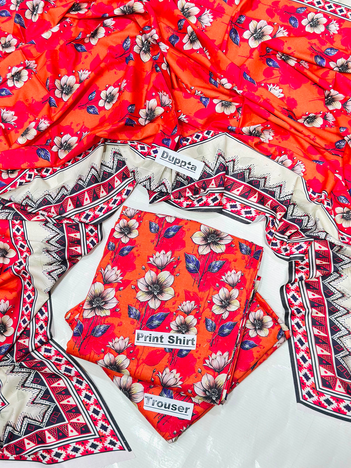 Linen 3 Pc Printed Suit