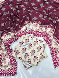 Linen 3 Pc Printed Suit