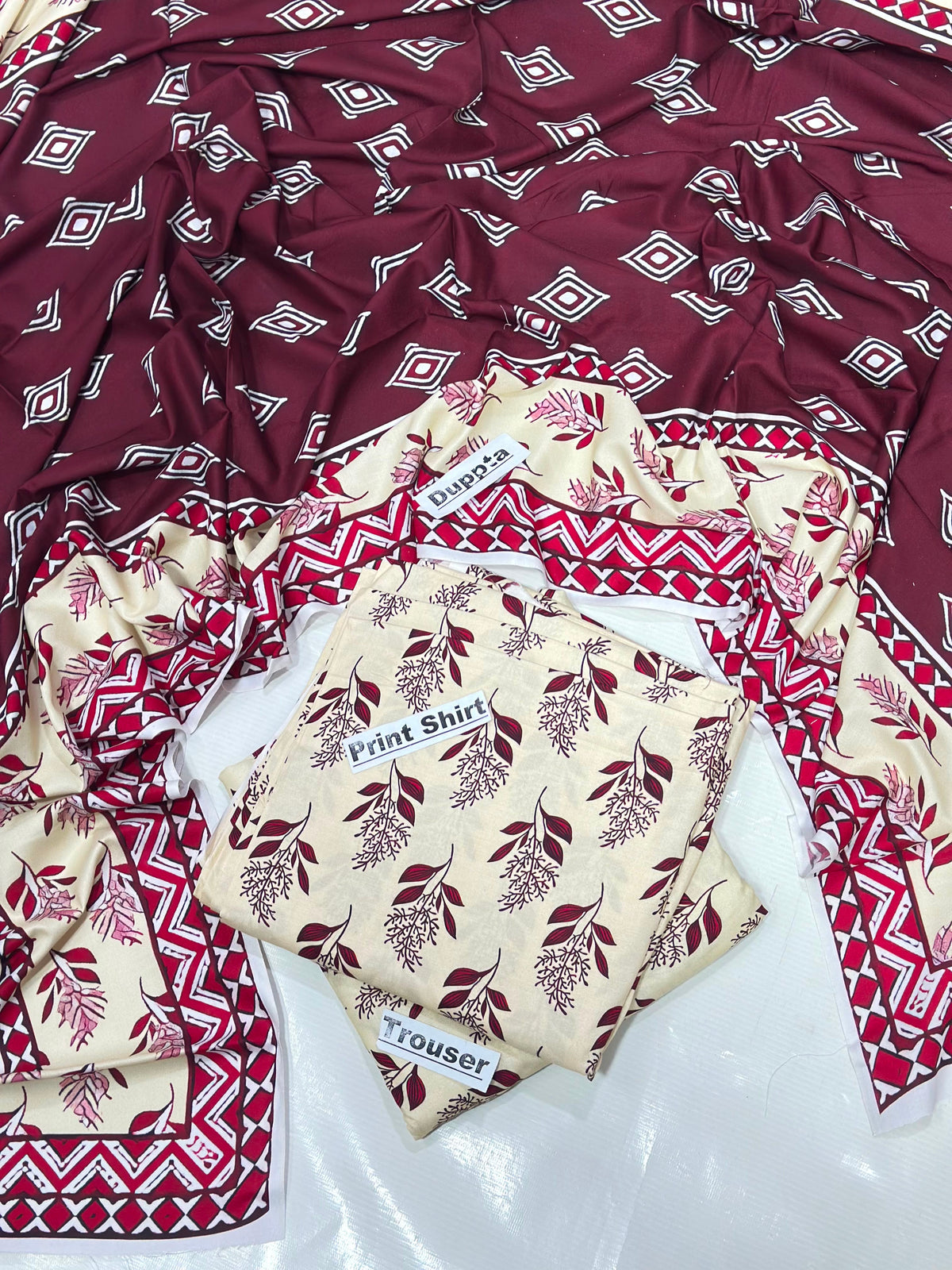 Linen 3 Pc Printed Suit