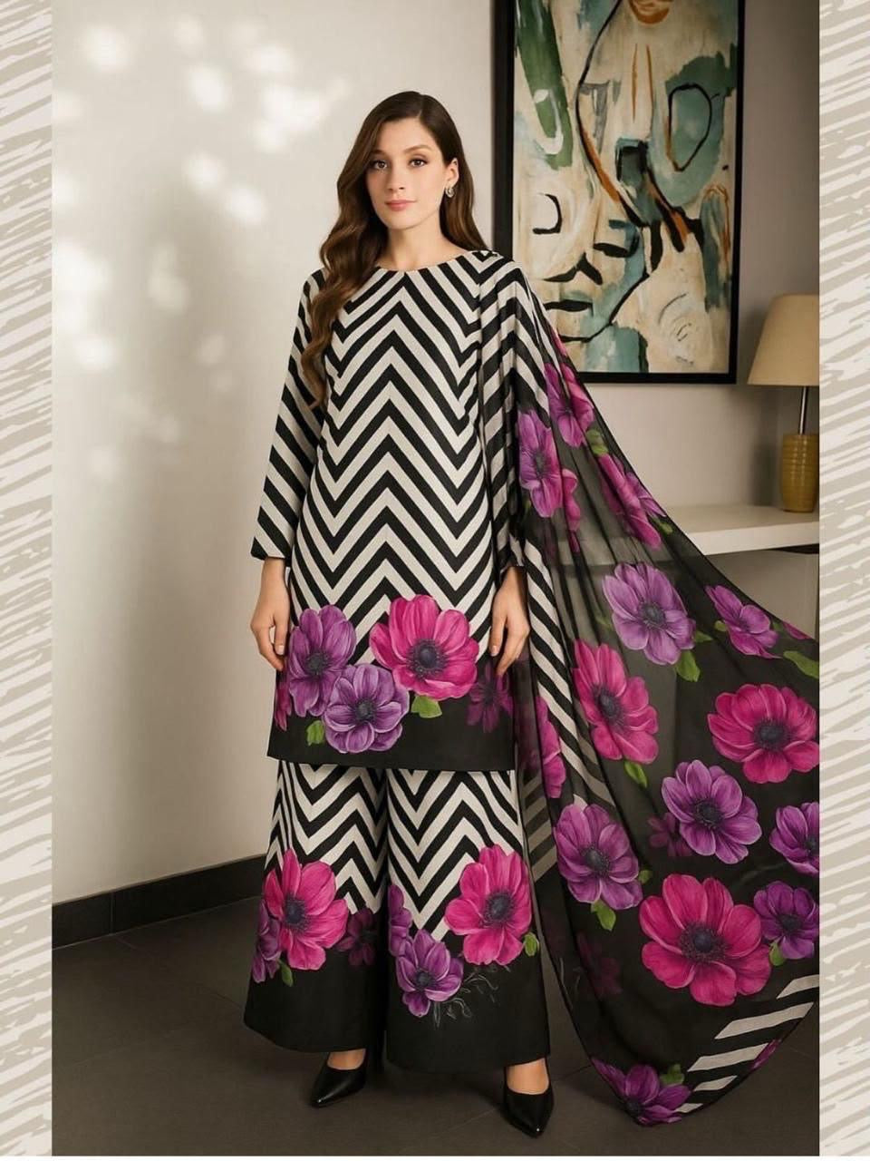 Printed 3 Pc Lawn