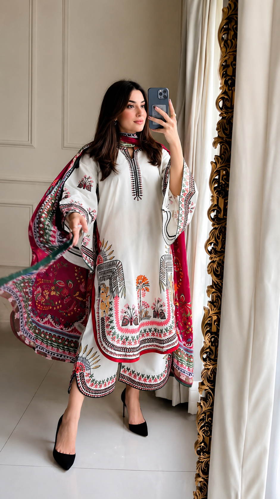 URGE REHAR  Dhanak Embriodered 3 Piece