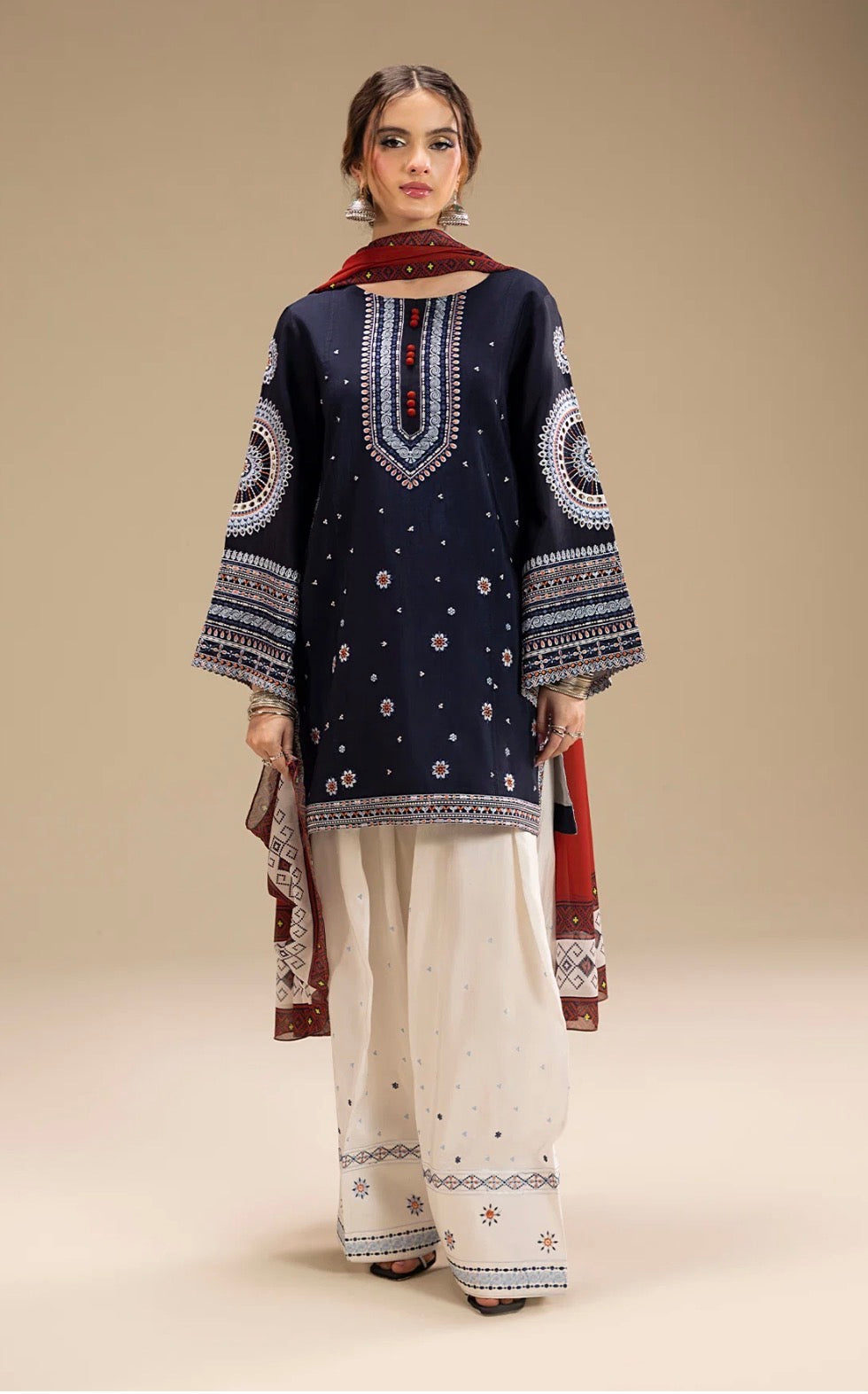 JAZMIN Dhanak Embriodered 3 Piece