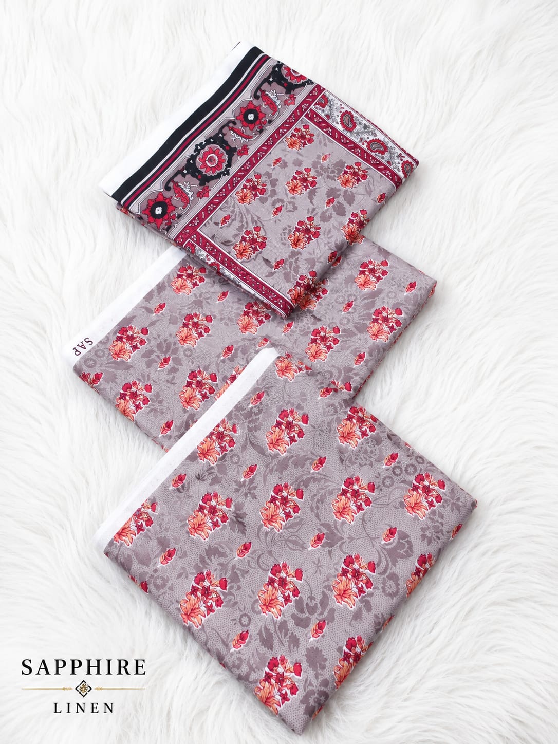 Linen 3 Pc Printed Suit