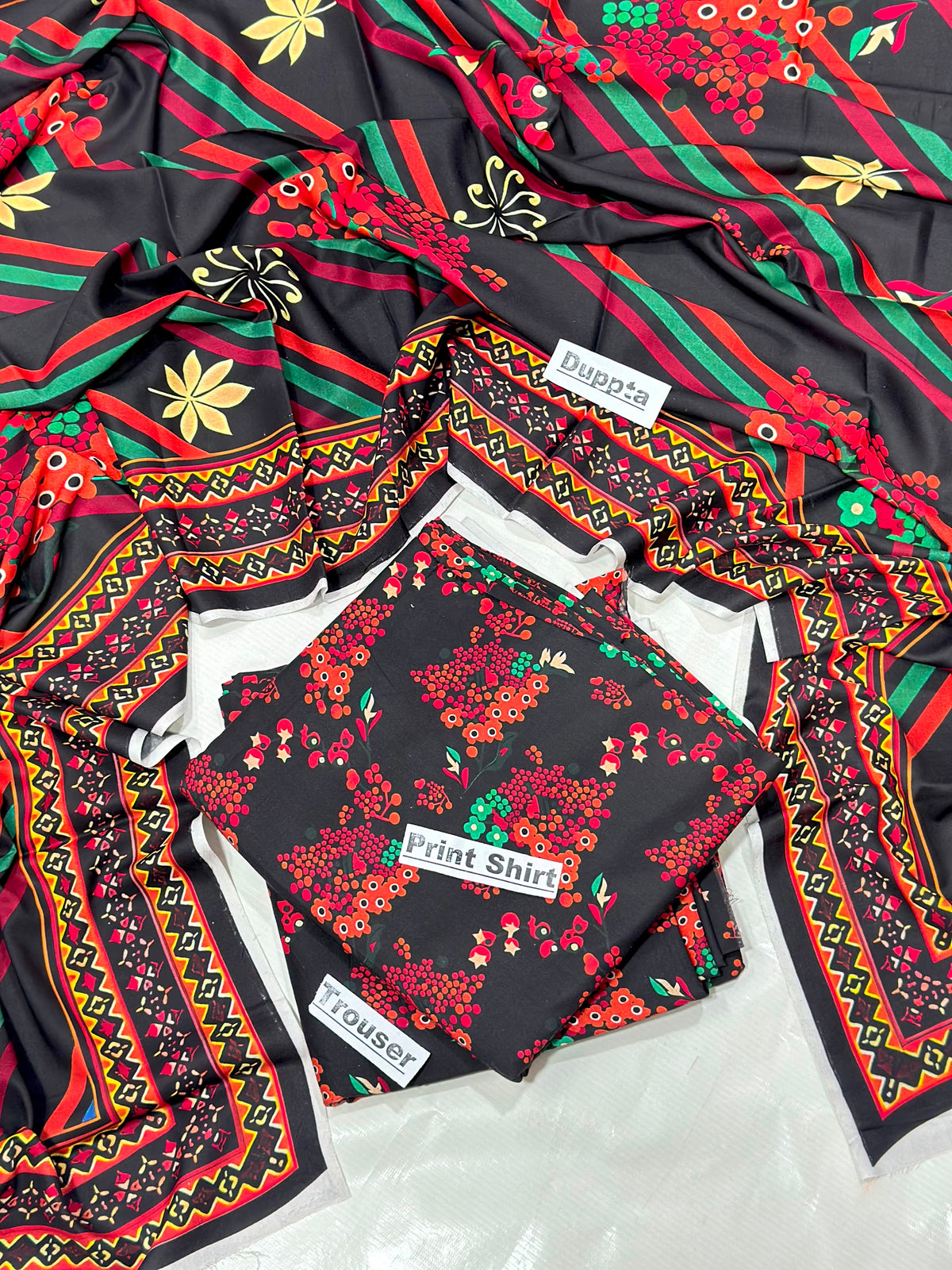 Linen 3 Pc Printed Suit