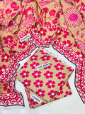 Linen 3 Pc Printed Suit