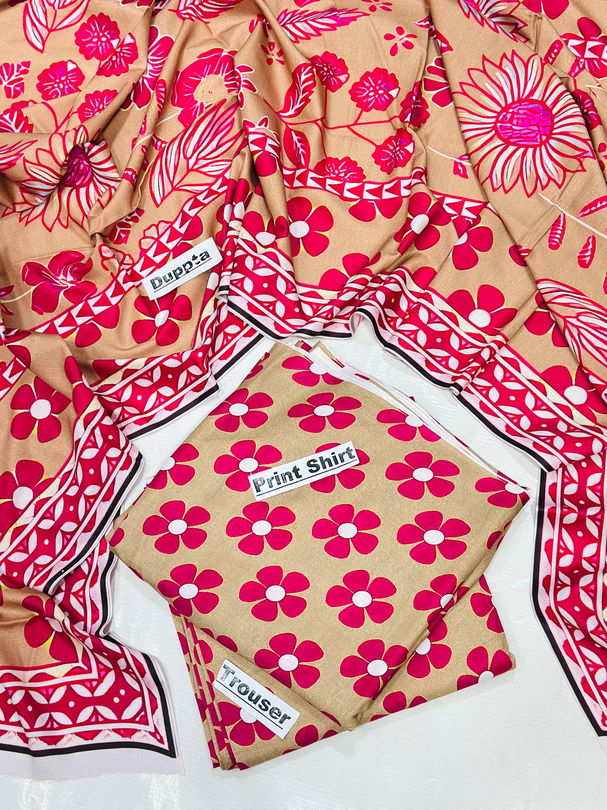 Linen 3 Pc Printed Suit