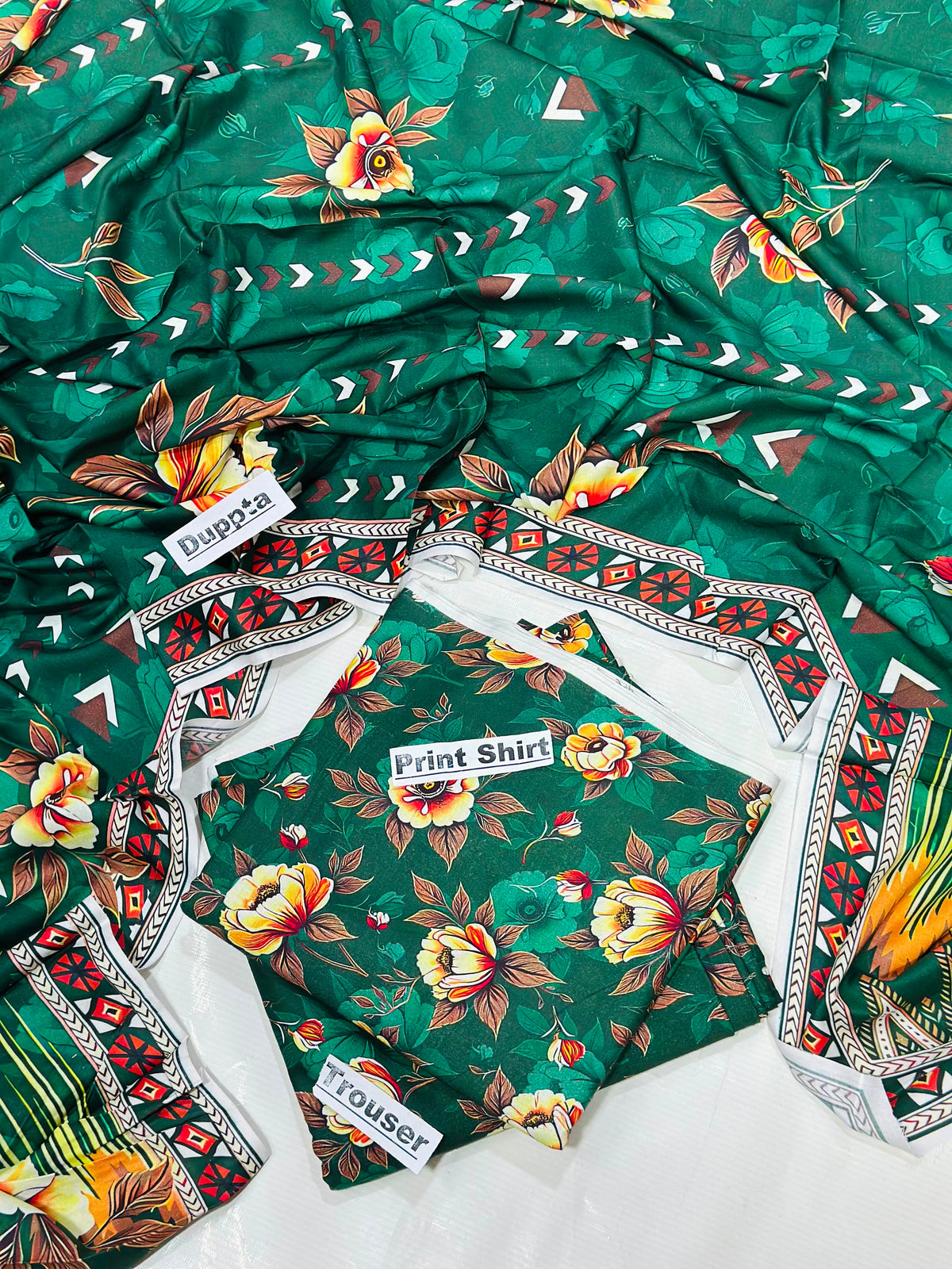 Linen 3 Pc Printed Suit