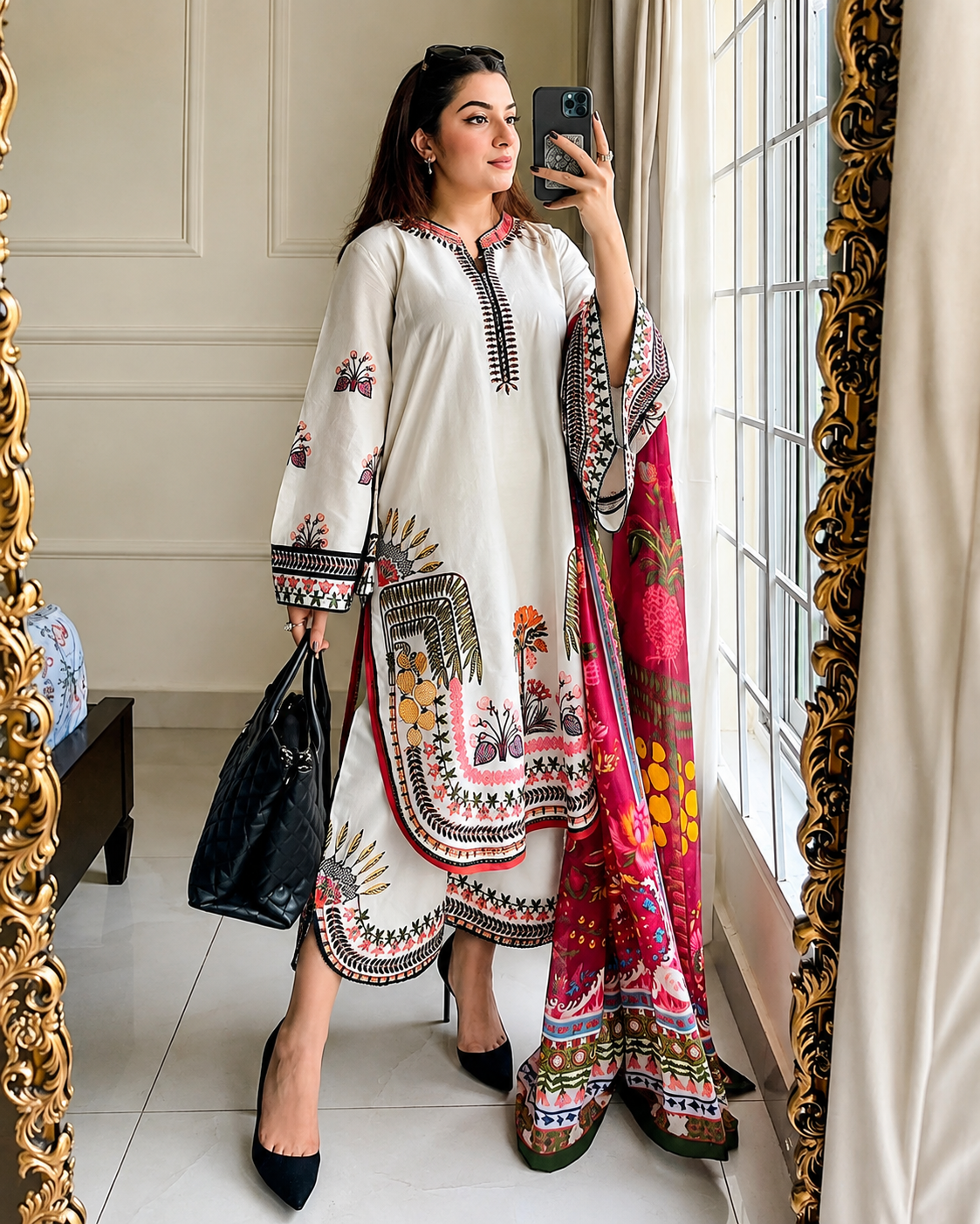 URGE REHAR  Dhanak Embriodered 3 Piece