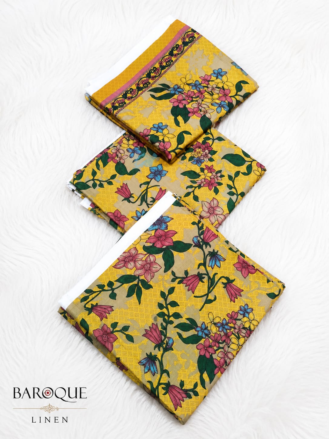 Linen 3 Pc Printed Suit