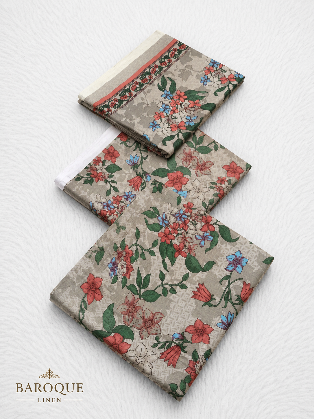 Linen 3 Pc Printed Suit